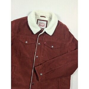 Levi’s Sherpa Lined Corduroy Trucker Men's Jacket Rust Orange Brown Size XL